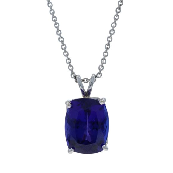 White Gold Tanzanite Solitaire Pendant Necklace 17